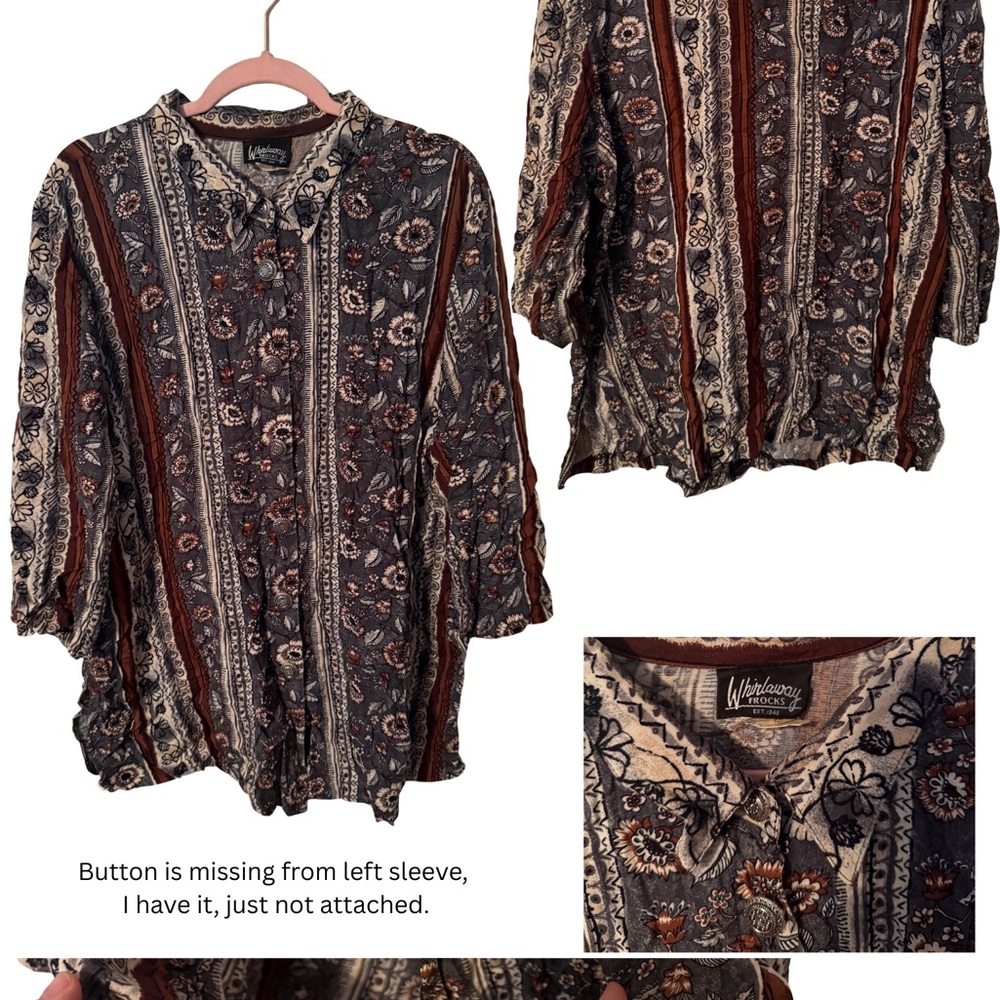 Vintage Whirlaway Frocks Multicolor Blouse